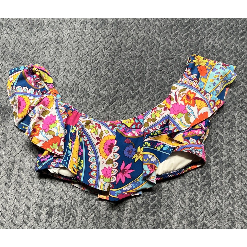 Trina Turk Blue Multicolor Ruffle Off-Shoulder Bikini Set - Picture 11 of 15